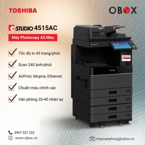 Máy Photocopy Màu Toshiba e-STUDIO 4515AC (Like New) – In Màu 45 Trang/Phút, Bền Bỉ, Chuẩn Sắc